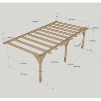 Wall Mounted Premium Pergola - 3.6m Depth