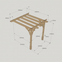 Wall Mounted Premium Pergola - 2.4m Depth
