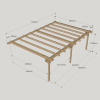 Wall Mounted Double Garden Pergola - 4.8m Depth