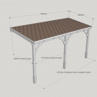 Wall Mounted Wooden Gazebo (Felt Shingle Roof) - 3m Depth