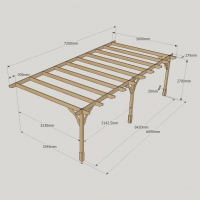 Wall Mounted Premium Pergola - 3.6m Depth