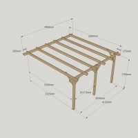 Wall Mounted Garden Pergola - 3.6m Depth