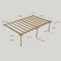 Wall Mounted Double Premium Pergola - 3m Depth