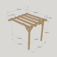 Wall Mounted Garden Pergola - 1.8m Depth