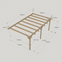 Wall Mounted Garden Pergola - 3.6m Depth