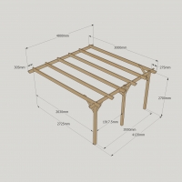 Wall Mounted Garden Pergola - 3m Depth