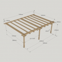 Wall Mounted Double Premium Pergola - 4.2m Depth