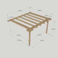 Wall Mounted Double Garden Pergola - 3.6m Depth