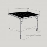 Wall Mounted Wooden Gazebo (Polycarbonate Roof) - 3.5m Depth