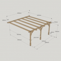 Wall Mounted Premium Pergola - 4.2m Depth