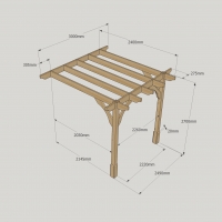 Wall Mounted Premium Pergola - 2.4m Depth
