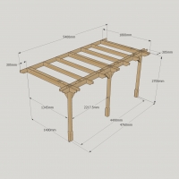 Wall Mounted Double Premium Pergola - 1.8m Depth