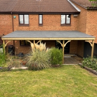 Wall Mounted Wooden Gazebo (Felt Shingle Roof) - 2m Depth