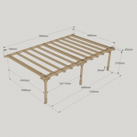 Wall Mounted Double Premium Pergola - 4.8m Depth