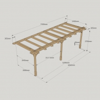 Wall Mounted Double Premium Pergola - 2.4m Depth