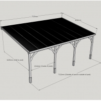 Wall Mounted Wooden Gazebo (Polycarbonate Roof) - 4.5m Depth