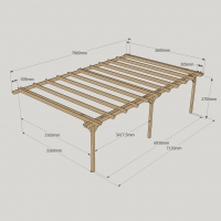 Wall Mounted Double Garden Pergola - 3.6m Depth