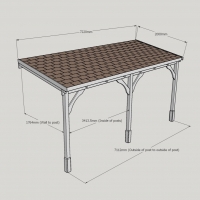 Wall Mounted Wooden Gazebo (Felt Shingle Roof) - 2m Depth