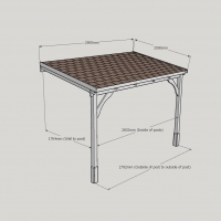 Wall Mounted Wooden Gazebo (Felt Shingle Roof) - 2m Depth