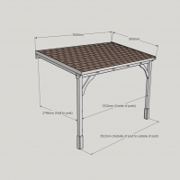 Wall Mounted Wooden Gazebo (Felt Shingle Roof) - 3m Depth