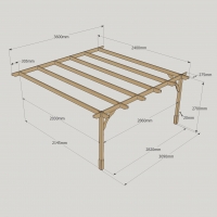 Wall Mounted Premium Pergola - 2.4m Depth