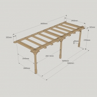 Wall Mounted Double Premium Pergola - 2.4m Depth