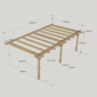 Wall Mounted Double Premium Pergola - 3m Depth