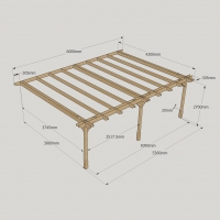 Wall Mounted Double Premium Pergola - 4.2m Depth