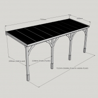 Wall Mounted Wooden Gazebo (Polycarbonate Roof) - 2.5m Depth