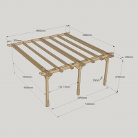 Wall Mounted Double Premium Pergola - 4.8m Depth