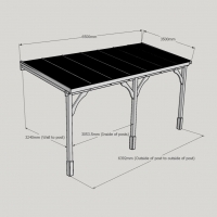 Polycarbonate Roof Carport - 3.5m Depth