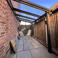 Wall Mounted Wooden Gazebo (Polycarbonate Roof) - 4.5m Depth