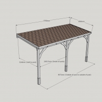 Felt Shingle Roof Carport - 3.5m Depth