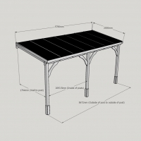 Wall Mounted Wooden Gazebo (Polycarbonate Roof) - 2m Depth