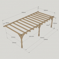 Wall Mounted Premium Pergola - 3.6m Depth