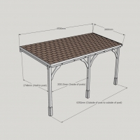 Wall Mounted Wooden Gazebo (Felt Shingle Roof) - 3m Depth