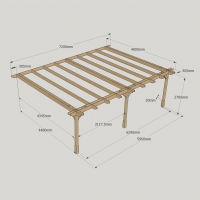 Wall Mounted Double Premium Pergola - 4.8m Depth