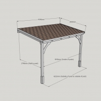 Wall Mounted Wooden Gazebo (Felt Shingle Roof) - 3m Depth
