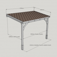 Wall Mounted Wooden Gazebo (Felt Shingle Roof) - 2.5m Depth