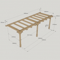 Wall Mounted Double Premium Pergola - 1.8m Depth