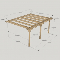 Wall Mounted Double Premium Pergola - 3m Depth