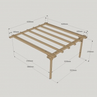 Wall Mounted Double Garden Pergola - 4.2m Depth