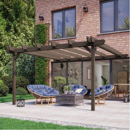Wall Mounted Double Garden Pergola - 2.4m Depth