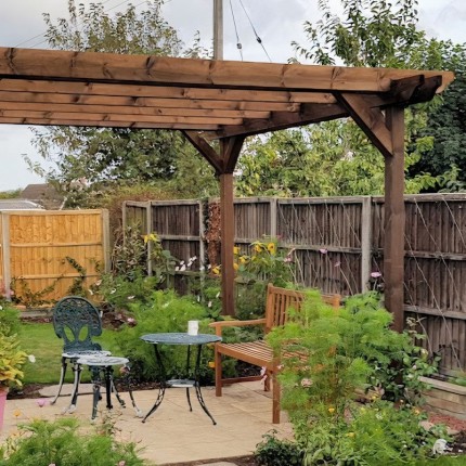 Wall Mounted Double Garden Pergola - 3.6m Depth