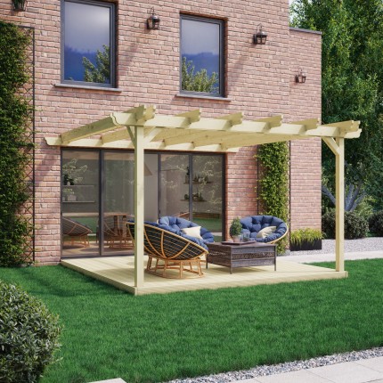 Wall Mounted Double Garden Pergola And Decking Kit