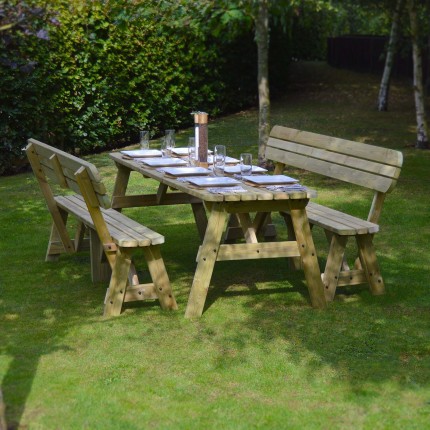 Barleythorpe Rounded Picnic Table And Bench Set