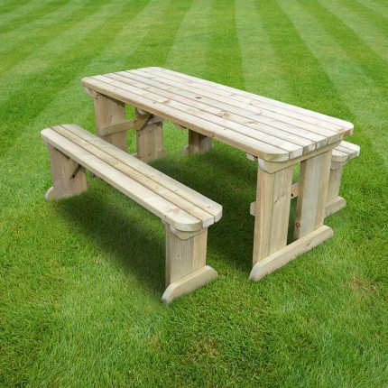 Tinwell Rounded picnic table and bench set - 6ft - Rutland ...