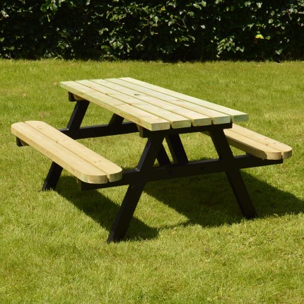 steel and wood garden bench