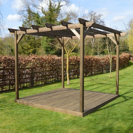 Wooden Pergola and Decking Kit - 2.4m x 2.4m - Rutland ...