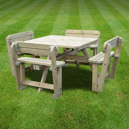 What are some retailers that sell wooden picnic benches?